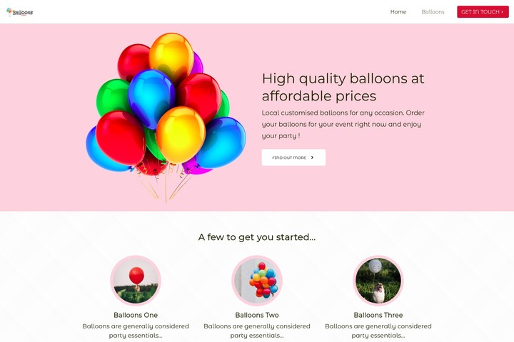 Website template The Balloon King